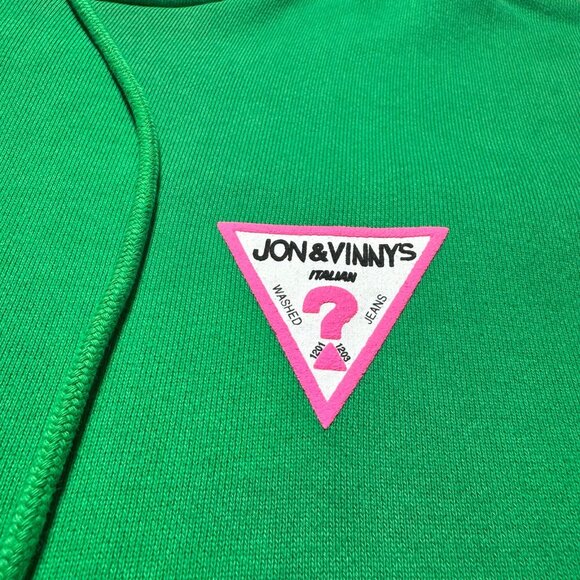 Guess USA x Jon & Vinny's Italian Green Hoodie Sweatshirt Made in USA Medium NEW - Picture 4 of 12